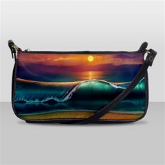 Art Sunset Beach Sea Waves Shoulder Clutch Bags by Sapixe