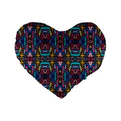 Colorful-23 1 Standard 16  Premium Flano Heart Shape Cushions by ArtworkByPatrick