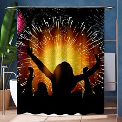 Celebration Night Sky With Fireworks In Various Colors Shower Curtain 60  X 72  (medium)  by Sapixe