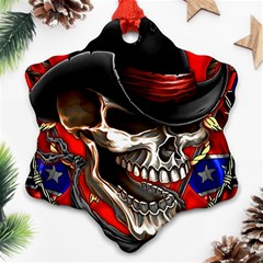 Confederate Flag Usa America United States Csa Civil War Rebel Dixie Military Poster Skull Ornament (snowflake) by Sapixe