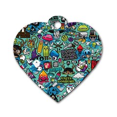 Comics Collage Dog Tag Heart (two Sides) by Sapixe