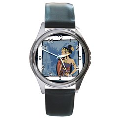 Java Indonesia Girl Headpiece Round Metal Watch by Nexatart
