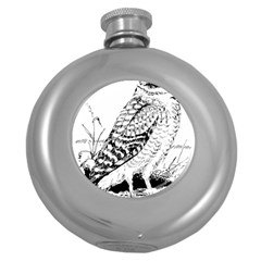 Animal Bird Forest Nature Owl Round Hip Flask (5 Oz) by Nexatart