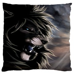 Angry Lion Digital Art Hd Large Flano Cushion Case (one Side) by Nexatart