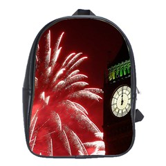 Fireworks Explode Behind The Houses Of Parliament And Big Ben On The River Thames During New Year’s School Bag (xl) by Sapixe