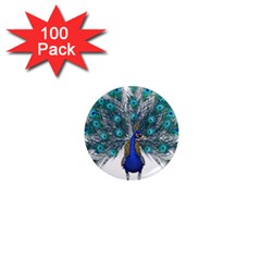 Peacock Bird Peacock Feathers 1  Mini Magnets (100 Pack)  by Sapixe