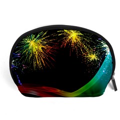 Rainbow Fireworks Celebration Colorful Abstract Accessory Pouches (large)  by Sapixe