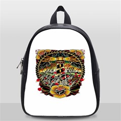 Tattoo Art Print Traditional Artwork Lighthouse Wave School Bag (small) by Sapixe