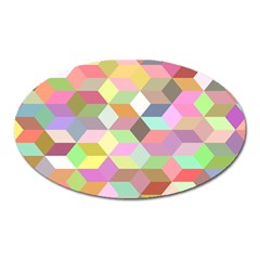 Mosaic Background Cube Pattern Oval Magnet by Sapixe