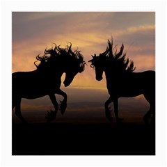 Horses Sunset Photoshop Graphics Medium Glasses Cloth by Sapixe