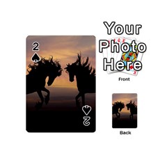 Horses Sunset Photoshop Graphics Playing Cards 54 (mini)  by Sapixe