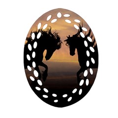 Horses Sunset Photoshop Graphics Oval Filigree Ornament (two Sides) by Sapixe