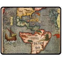 Vintage Map Double Sided Fleece Blanket (medium)  by ArtworkByPatrick