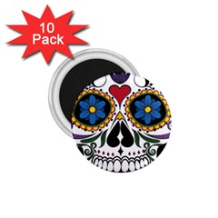 Cranium Sugar Skull 1 75  Magnets (10 Pack)  by StarvingArtisan