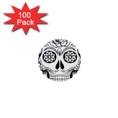 Sugar Skull 1  Mini Buttons (100 Pack)  by StarvingArtisan