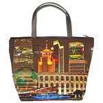 Shanghai Skyline Architecture Bucket Bags Back