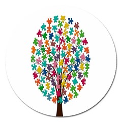 Tree Share Pieces Of The Puzzle Magnet 5  (round) by Simbadda