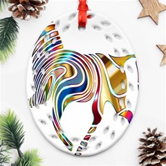 Horse Equine Psychedelic Abstract Ornament (oval Filigree) by Simbadda