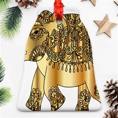 Gold Elephant Pachyderm Bell Ornament (two Sides) by Simbadda