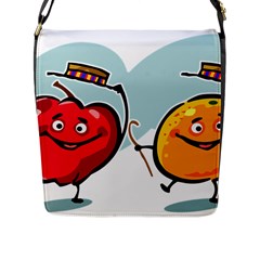 Dancing Fruit Apple Organic Fruit Flap Messenger Bag (l)  by Simbadda