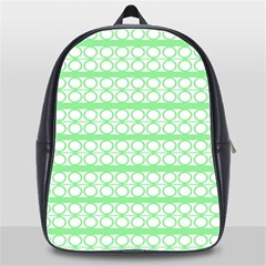 Circles Lines Green White Pattern School Bag (xl) by BrightVibesDesign