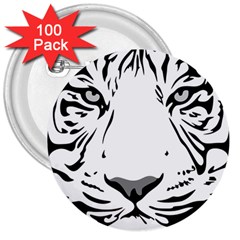 Tiger Pattern Animal Design Flat 3  Buttons (100 Pack)  by Simbadda