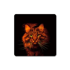 Cat Digiart Artistically Cute Square Magnet by Simbadda