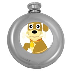 Dog Doggie Bone Dog Collar Cub Round Hip Flask (5 Oz) by Nexatart