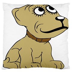 Dog Cute Sitting Puppy Pet Large Flano Cushion Case (one Side) by Nexatart