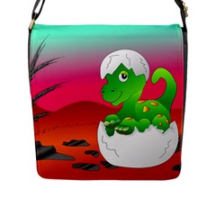 Dinosaur Dino Baby Dino Lizard Flap Messenger Bag (l)  by Nexatart