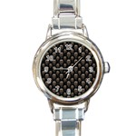 Skulls Motif Pattern Round Italian Charm Watch Front