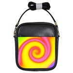 Swirl Yellow Pink Abstract Girls Sling Bags Front