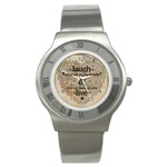 Motivational Calligraphy Grunge Stainless Steel Watch Front