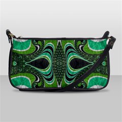 Fractal Art Green Pattern Design Shoulder Clutch Bags by Sapixe