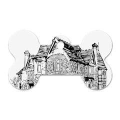 Line Art Architecture Old House Dog Tag Bone (two Sides) by Sapixe