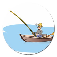 Fishing Fish Fisherman Boat Mare Magnet 5  (round) by Sapixe