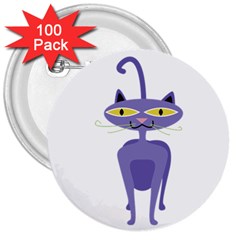 Cat Clipart Animal Cartoon Pet 3  Buttons (100 Pack)  by Sapixe