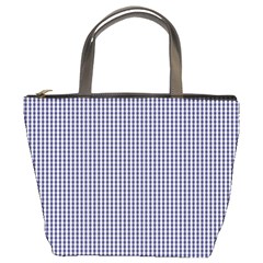 Usa Flag Blue And White Gingham Checked Bucket Bags by PodArtist