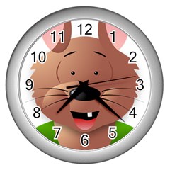 Mole Animal Cartoon Vector Art Wall Clocks (silver)  by Sapixe