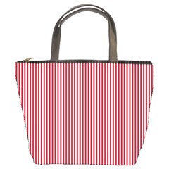 Usa Flag Red And White Stripes Bucket Bags by PodArtist