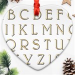 Letters Gold Classic Alphabet Heart Ornament (Two Sides) Back