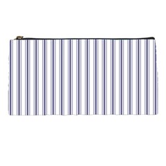 Mattress Ticking Wide Striped Pattern In Usa Flag Blue And White Pencil Cases by PodArtist