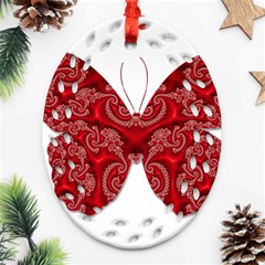 Butterfly Red Fractal Art Nature Oval Filigree Ornament (two Sides) by Sapixe