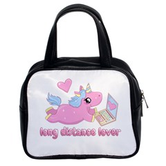 Long Distance Lover - Cute Unicorn Classic Handbags (2 Sides) by Valentinaart