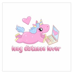 Long Distance Lover - Cute Unicorn Large Satin Scarf (square) by Valentinaart