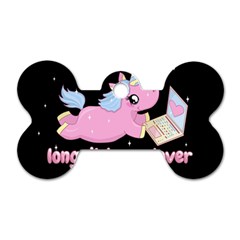 Long Distance Lover - Cute Unicorn Dog Tag Bone (two Sides) by Valentinaart