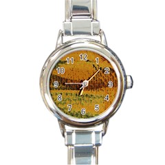 Fabric Textile Texture Abstract Round Italian Charm Watch by Sapixe