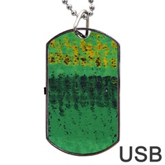 Green Fabric Textile Macro Detail Dog Tag Usb Flash (two Sides) by Sapixe