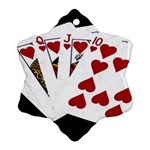 Poker Hands   Royal Flush Hearts Snowflake Ornament (Two Sides) Back