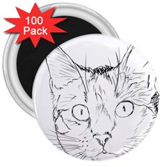 Cat Feline Animal Pet 3  Magnets (100 Pack) by Sapixe